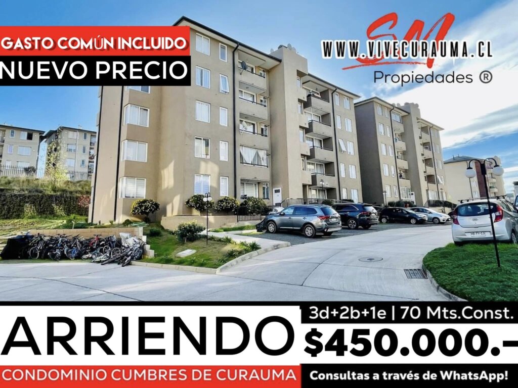 CURAUMA – DEPARTAMENTO EN ARRIENDO CONDOMINIO CUMBRES A PASOS COLEGIO PUMAHUE Imagen 1