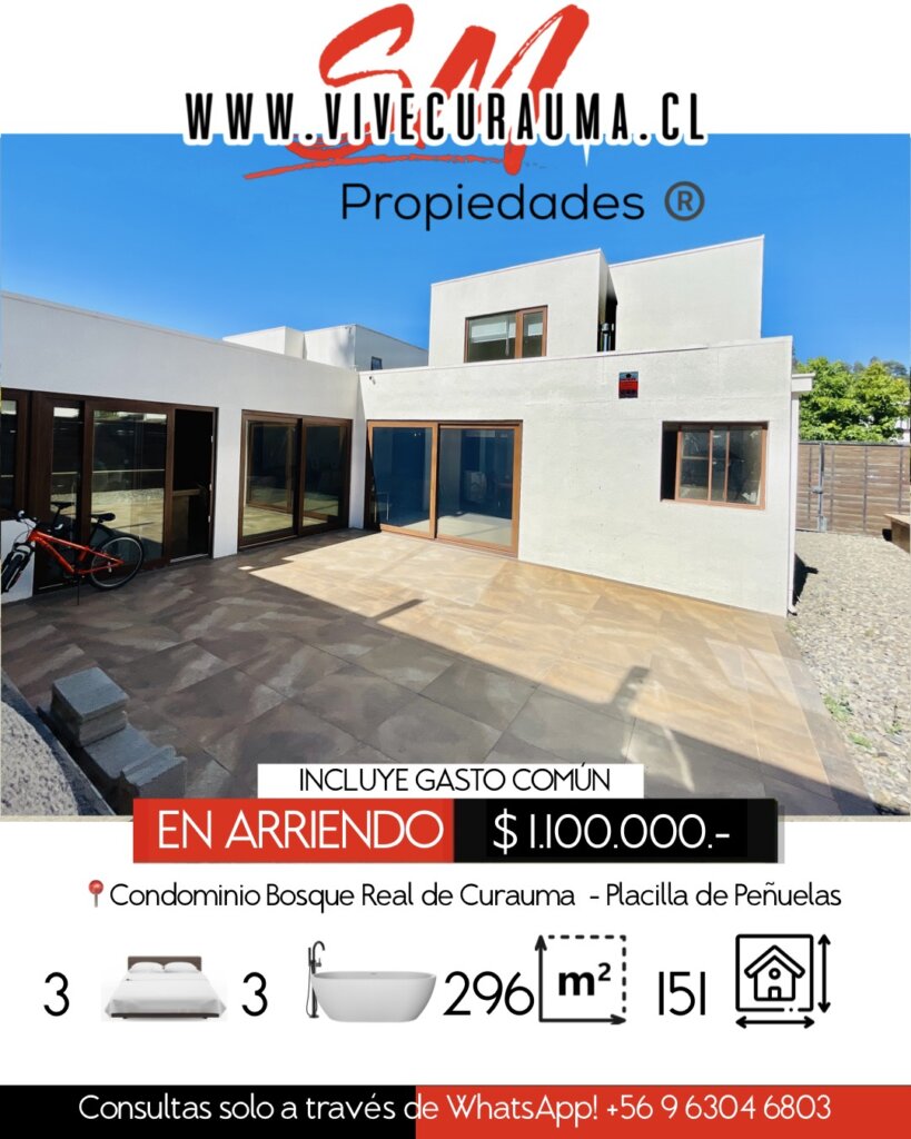 CURAUMA – CASA EN ARRIENDO GTO COMUN INCLUIDO CONDOMINIO BOSQUE REAL DE CURAUMA Imagen 2